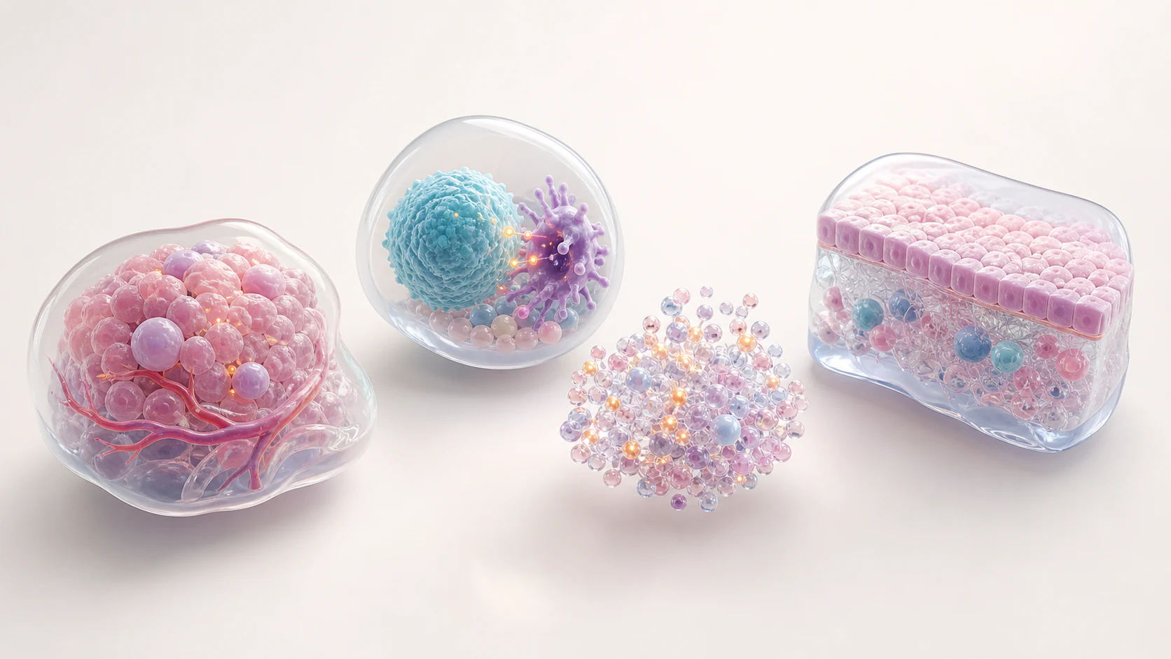 Coordinated pastel immune oncology modules showing a reusable visual system