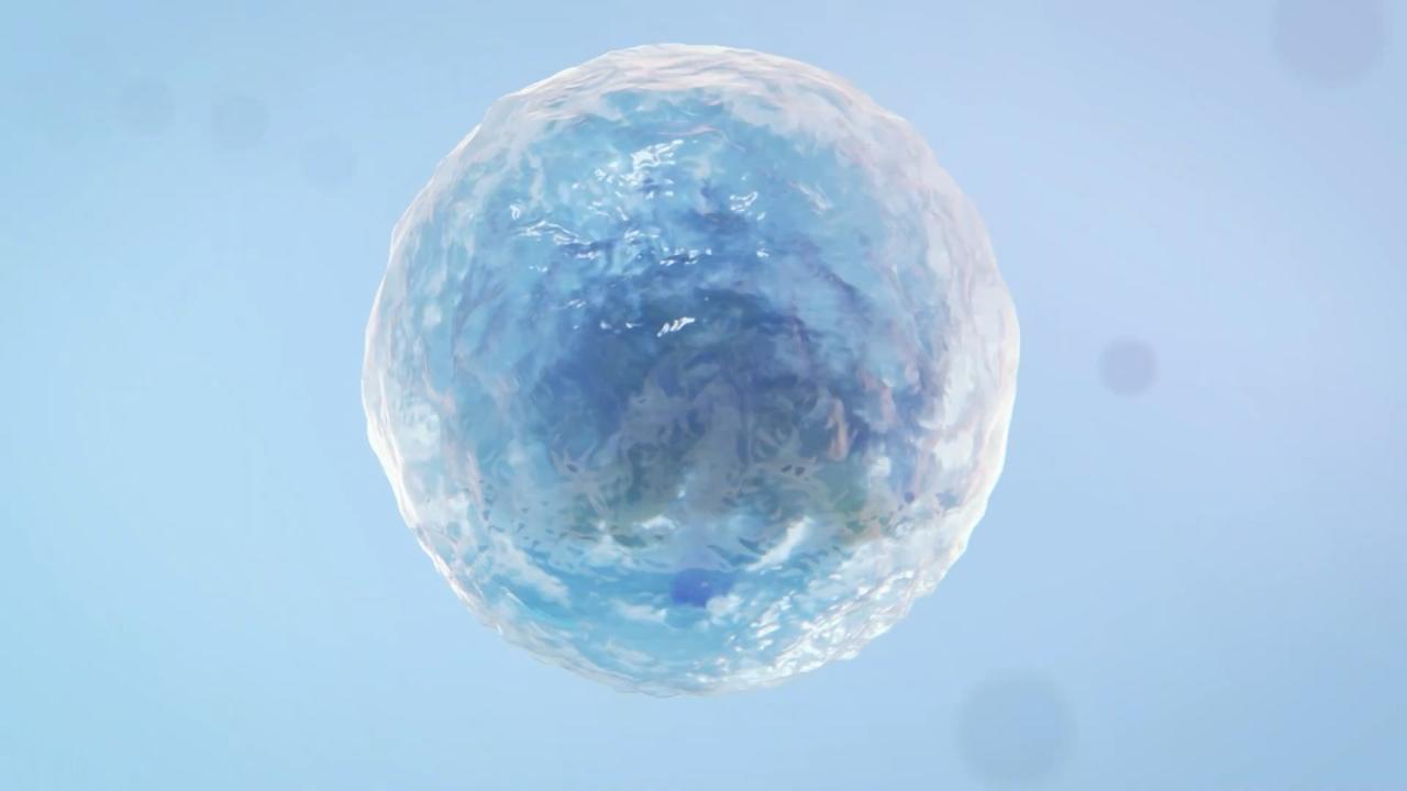 A translucent blue cell from an Animiotics scientific animation
